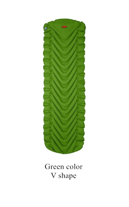 Camping Mat Voet Luchtbed Opblaasbaar Matras Nylon Tpu Slapen Pad Lichtgewicht Vochtbestendige Air Matras Draagbare: V GREEN
