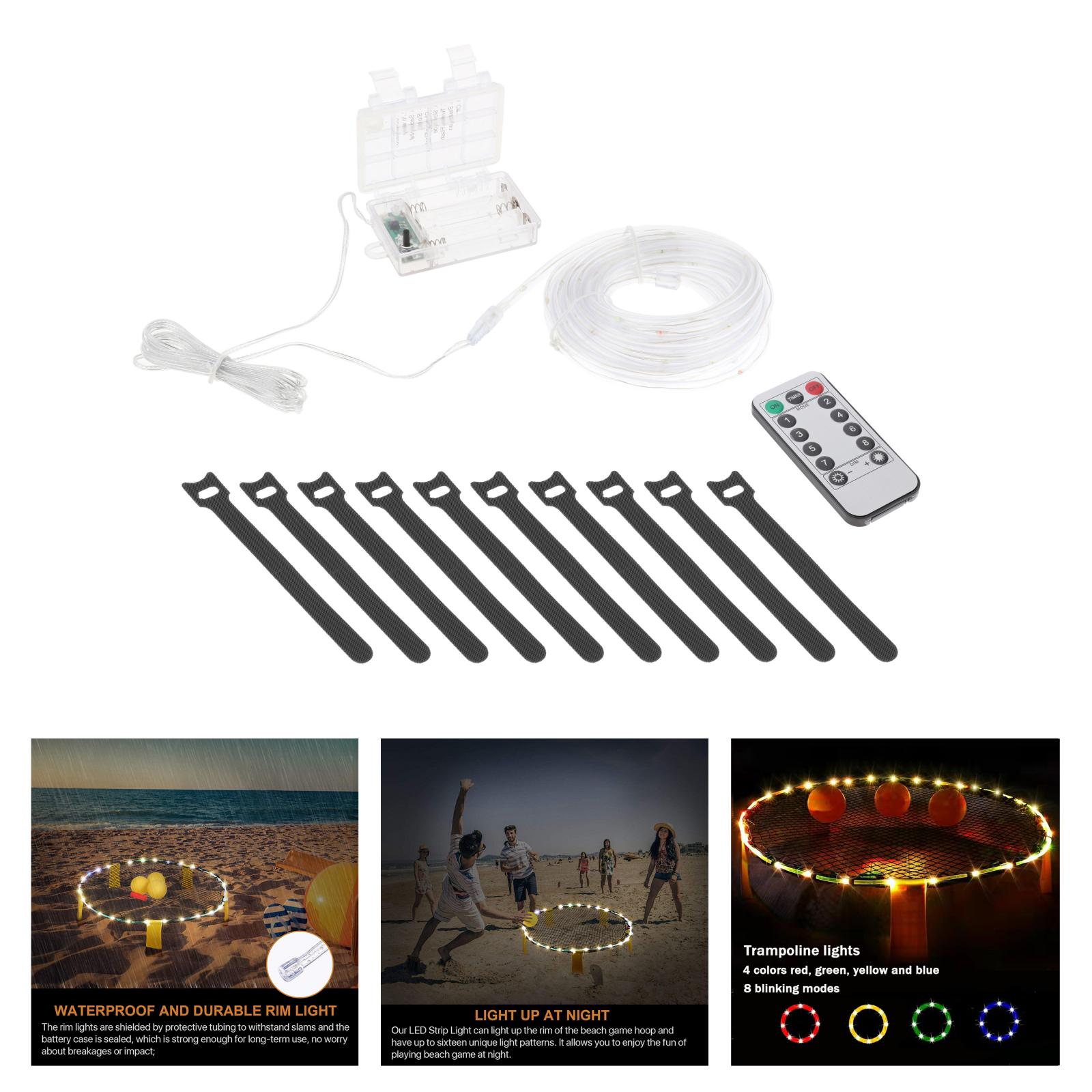 Battery Operated Rope String Strip Lights with 8 Modes Remote Control Dimmable Timer Outdoor Waterproof LED Light for Christmas