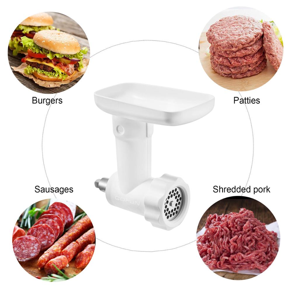 Accesorio de amoladora de alimentos para amasadoras con base de KitchenAid, incluye relleno de salchichas, placas de molienda, picadora de carne, acoplador