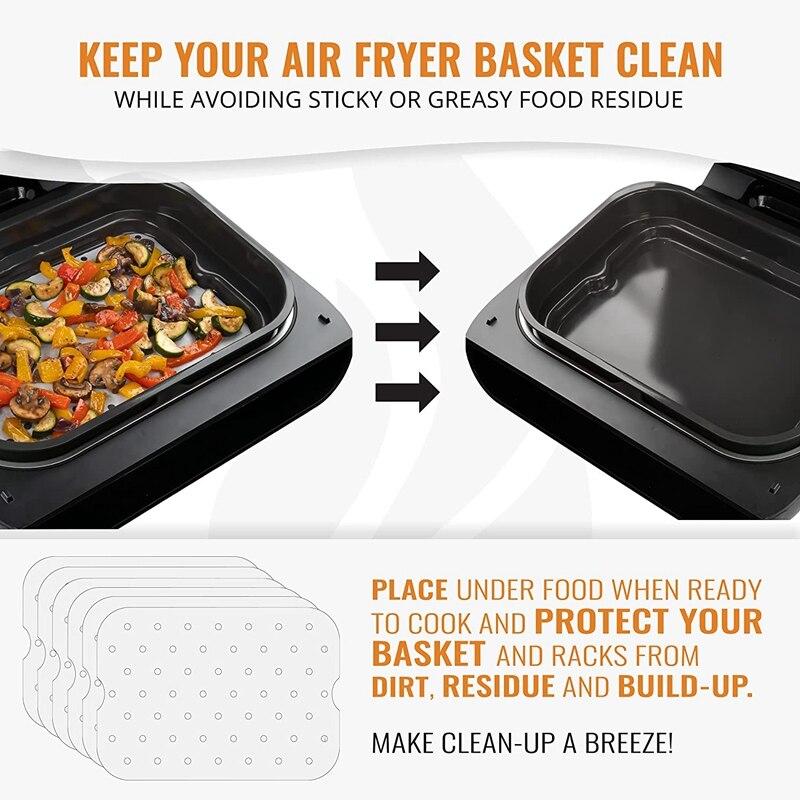 Air Fryer Parchment Paper Liners For Ninja Foodi XL Smart FG551 6-In-1 Indoor Grill Accessories With Oil Brush