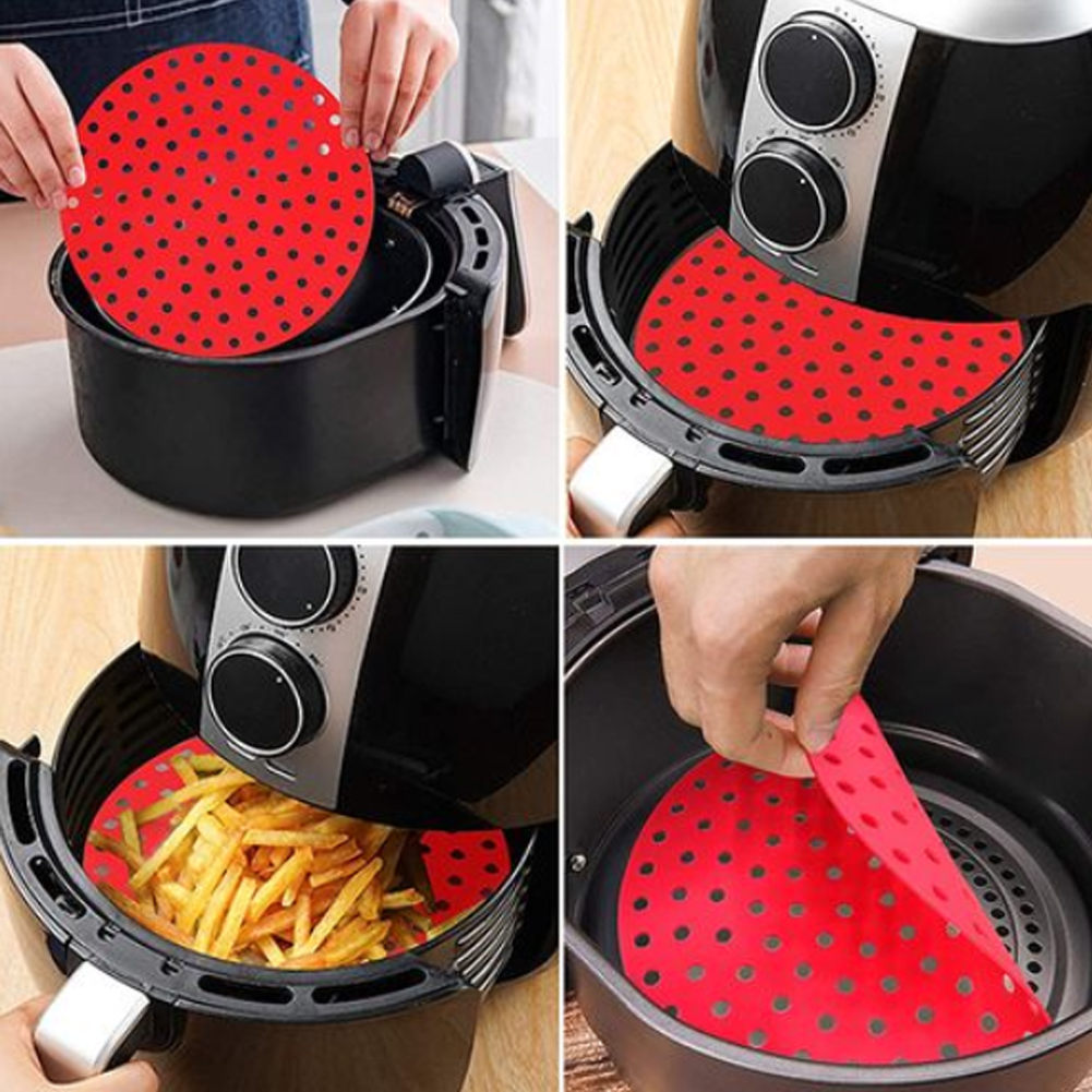 1PC Reusable Square Round Air Fryer Silicone Non-stick Durable Pad Scale Kitchenware Air Fryer Pot Mat Kitchen Accessories