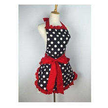 Lovely Apron For Women Kitchen Cooking Work Clothes Polka Dot Princess Bowknot Waterproof Oilproof