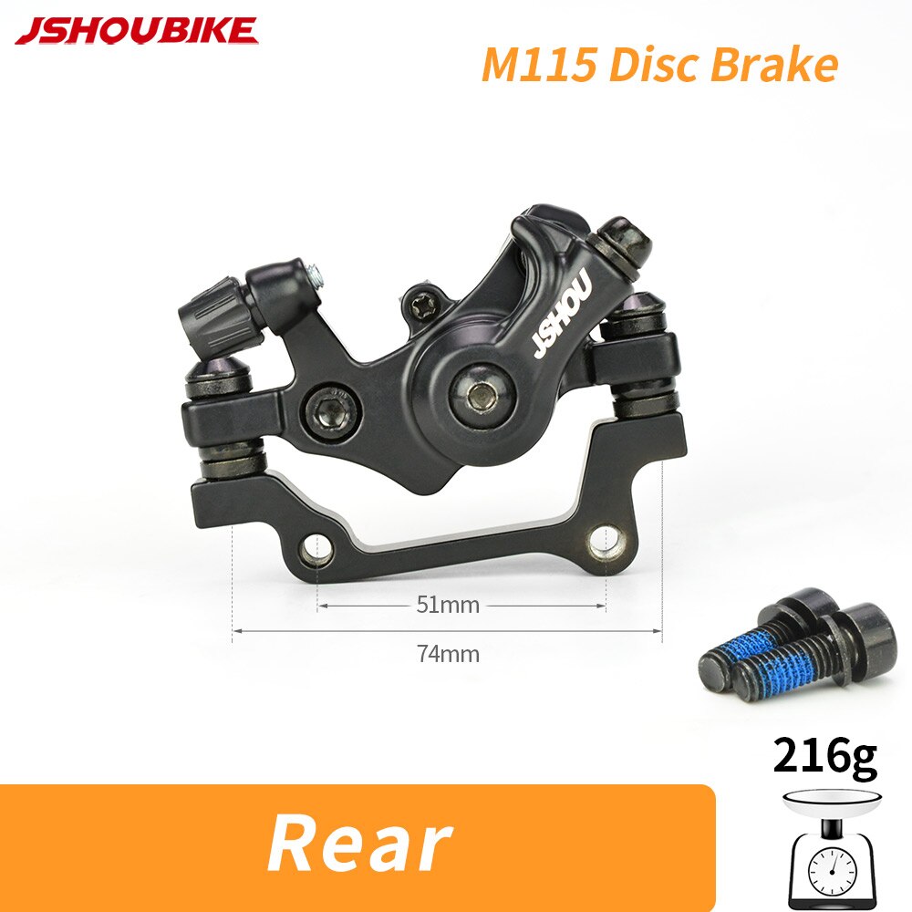 JSHOUBIKE M115 Mountain Bike Line Pull Flat Mount Dual Piston Mechanic Disc Brake 160mm Disc Brake Caliper MTB Accessories: Rear