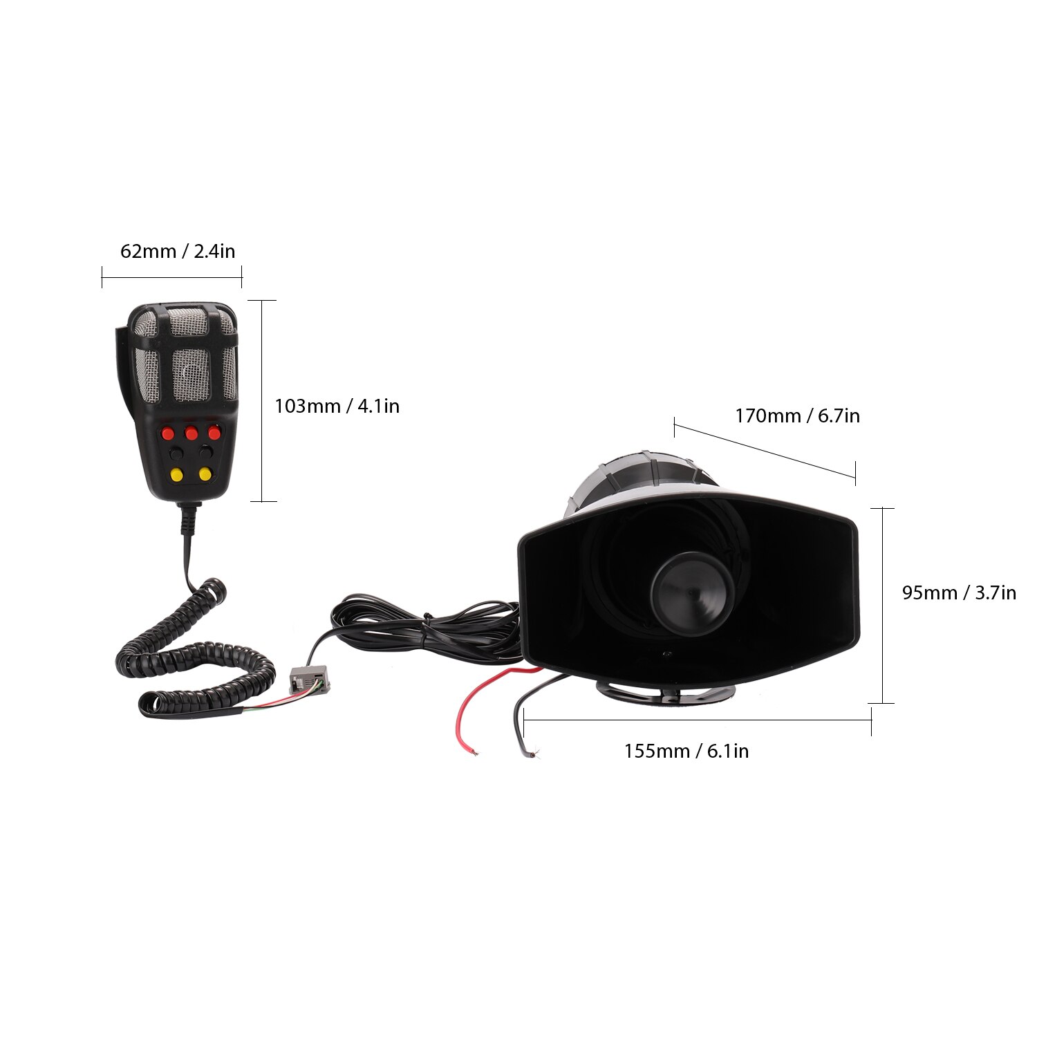 Tonalité sonore de voiture sirène d'urgence | Pour voiture, klaxon de sirène, micro, système de haut-parleurs PA, amplificateur d'urgence, haut-parleur 12V 80W 200dB