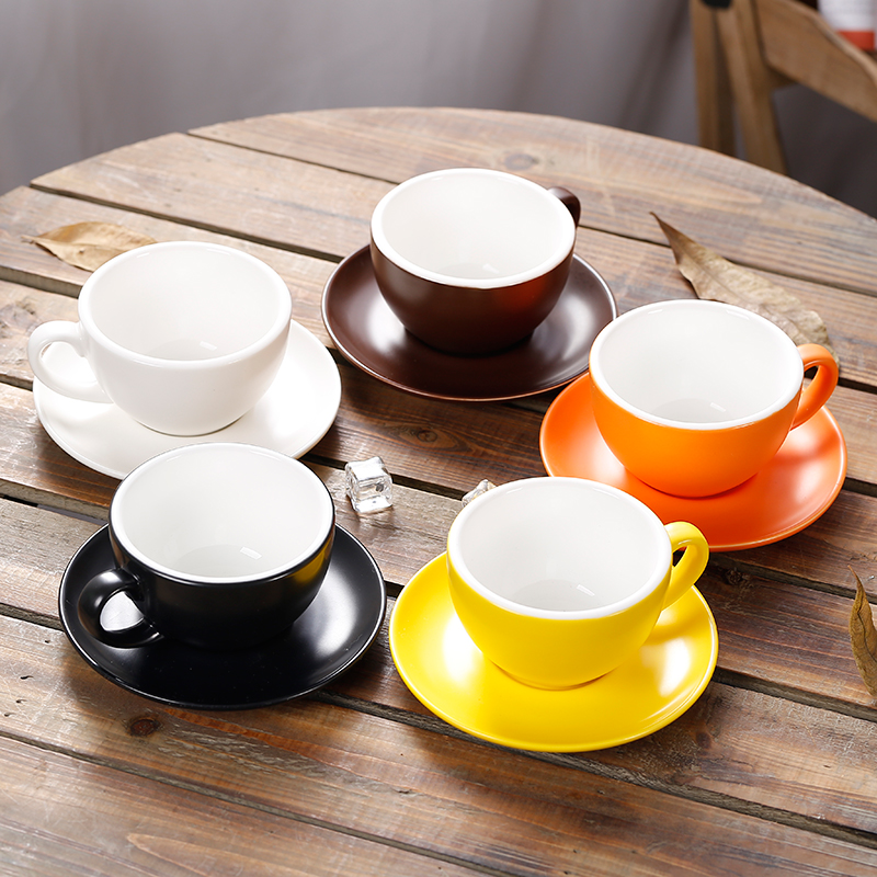 150ml dicken körper keramik kaffee tasse und untertasse für flache weiß