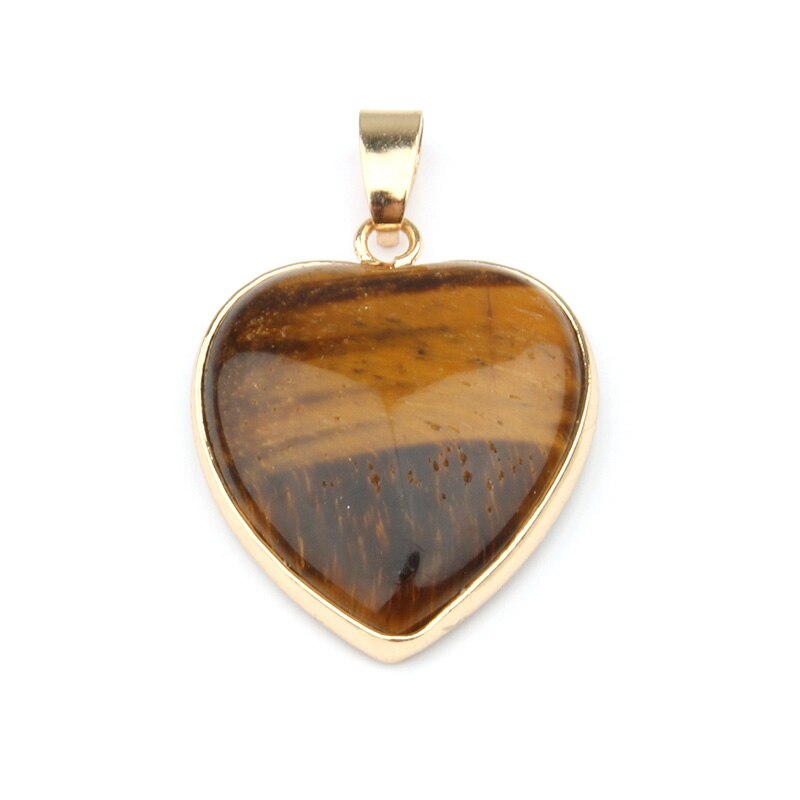 Pendiente con forma de corazón de ágata y piedra Natural, collar, pulsera, accesorios para fabricación de joyas, tamaño 3,5x2,4x0,7 cm: Tiger Eye