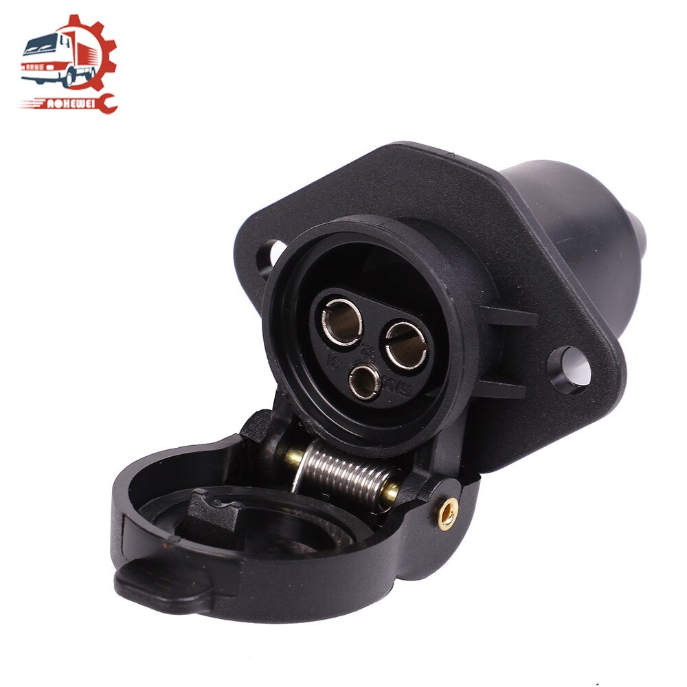 AOHEWEI 3 Pin Trailer Socket Connector 12V 3 Pole Plug Interface Adapter for Car Electronics Semi-Trailer Caravan Truck Vehicle