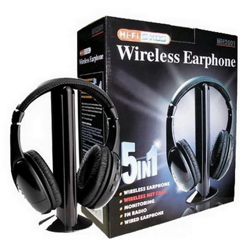 5in1 Hi-fi Wireless Headphones Earphone Headset For Pc Laptop Tv Fm Radio Mp3 Noise Reduction Earbuds Magnetic Sports#s