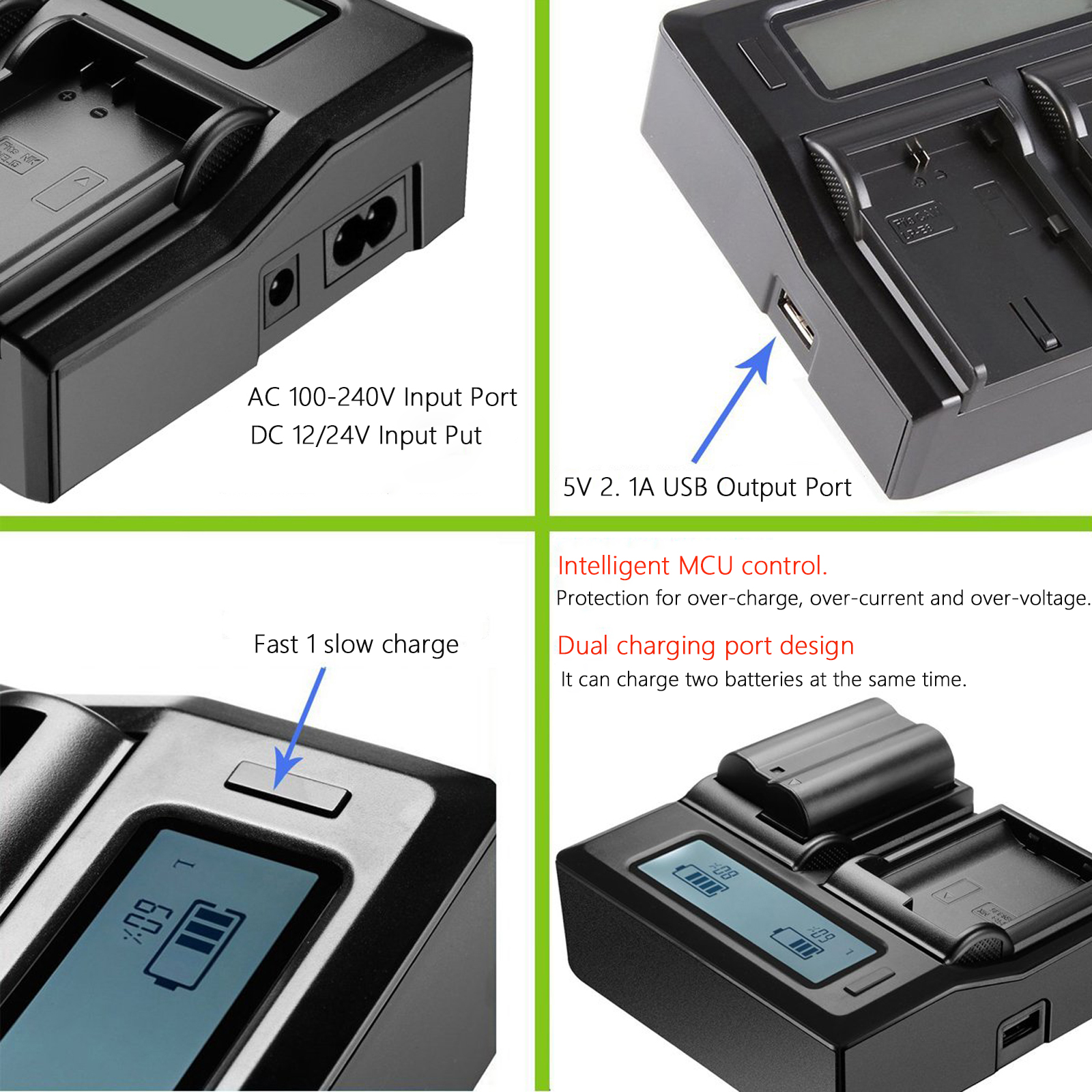 Batería de 2800mAh EN-EL15C EN-EL15B EN-EL15 + cargador LCD rápido para Nikon Z5,Z6,Z6 II,Z7,Z7II,Z8 D600 D610 D600E D800 D810 D800E