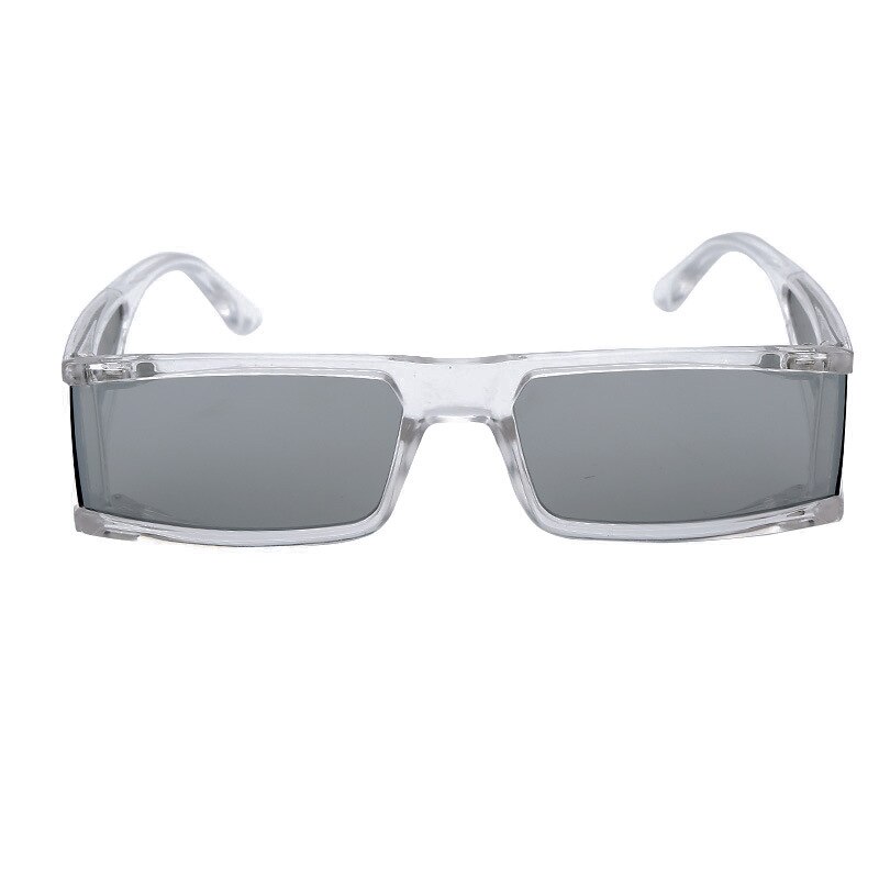 Rechthoek Vissen Kleine Zonnebril Vrouwen Luxe Spiegel Zilver Zwart Clear Lens Punk Mannen Shades UV400: C