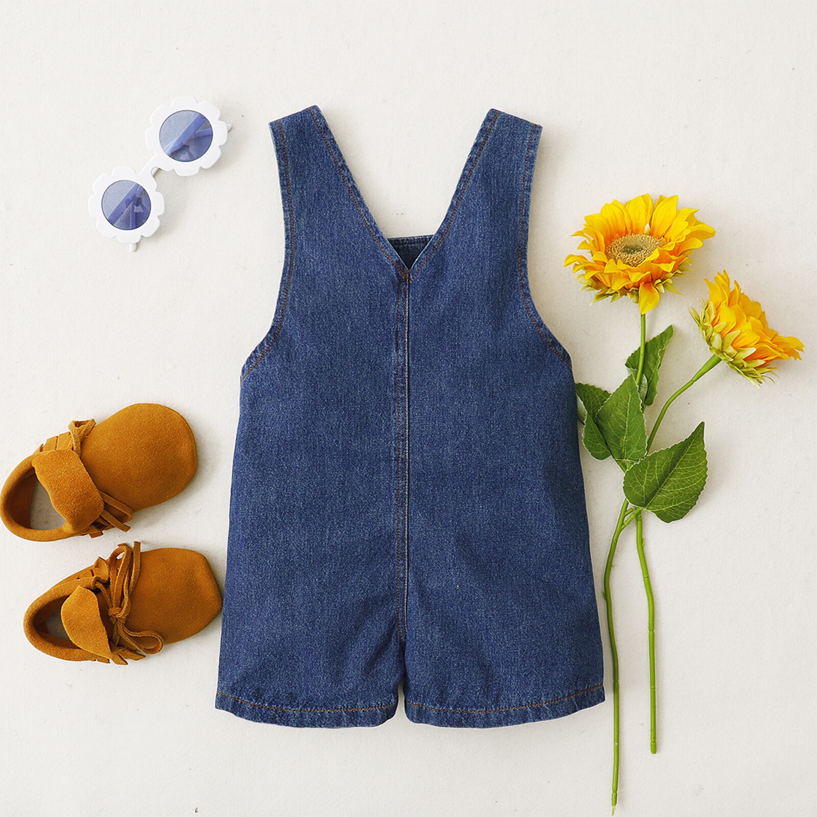 Mode Peuter Kinderen Baby Meisje Mouwloze Backless Strap Denim Overall Romper Jumper Casual Broek Zomer Kleding