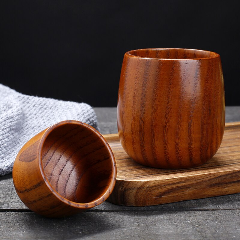 Tasse à thé japonaise en bois massif, 4 pièces, avec isolation thermique, pour eau, hôtel, Restaurant, porte-bière