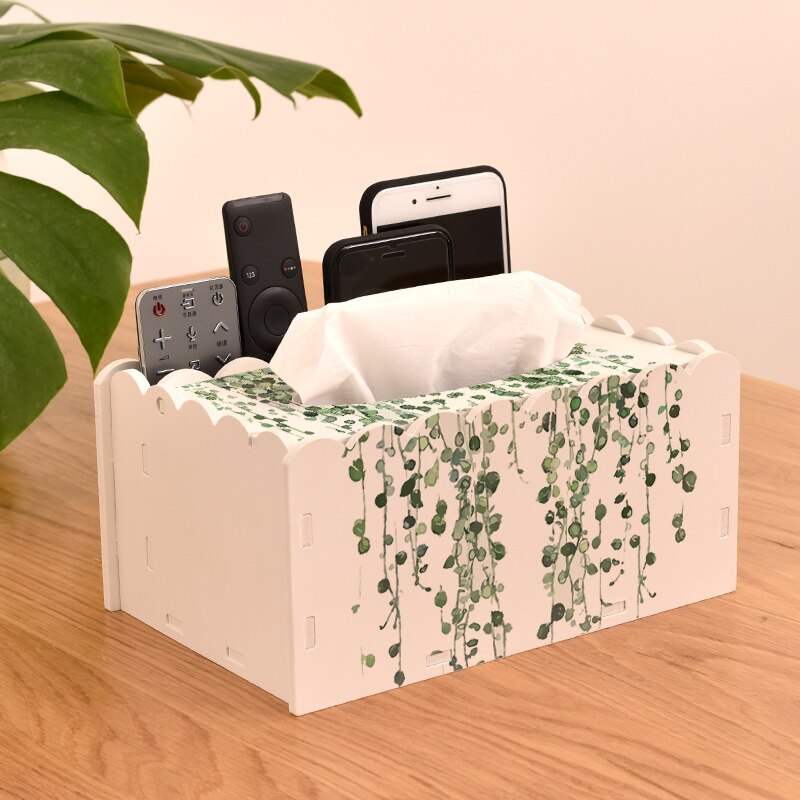 Cfen a'sgrøn plante hjem køkken pvc-træ tissuekasse diy solid serviet holder kasse fjernbetjening container tissuekasse 1pc
