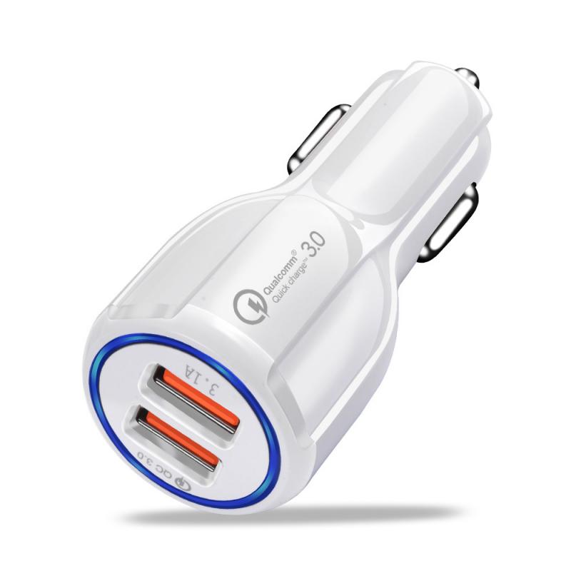 Quick Charge 3.0 2.0 Car USB Charger for Mobile Phone 2 Port USB Fast Charging Adapter Mini Usb Car Charger for iPhone Samsung: white
