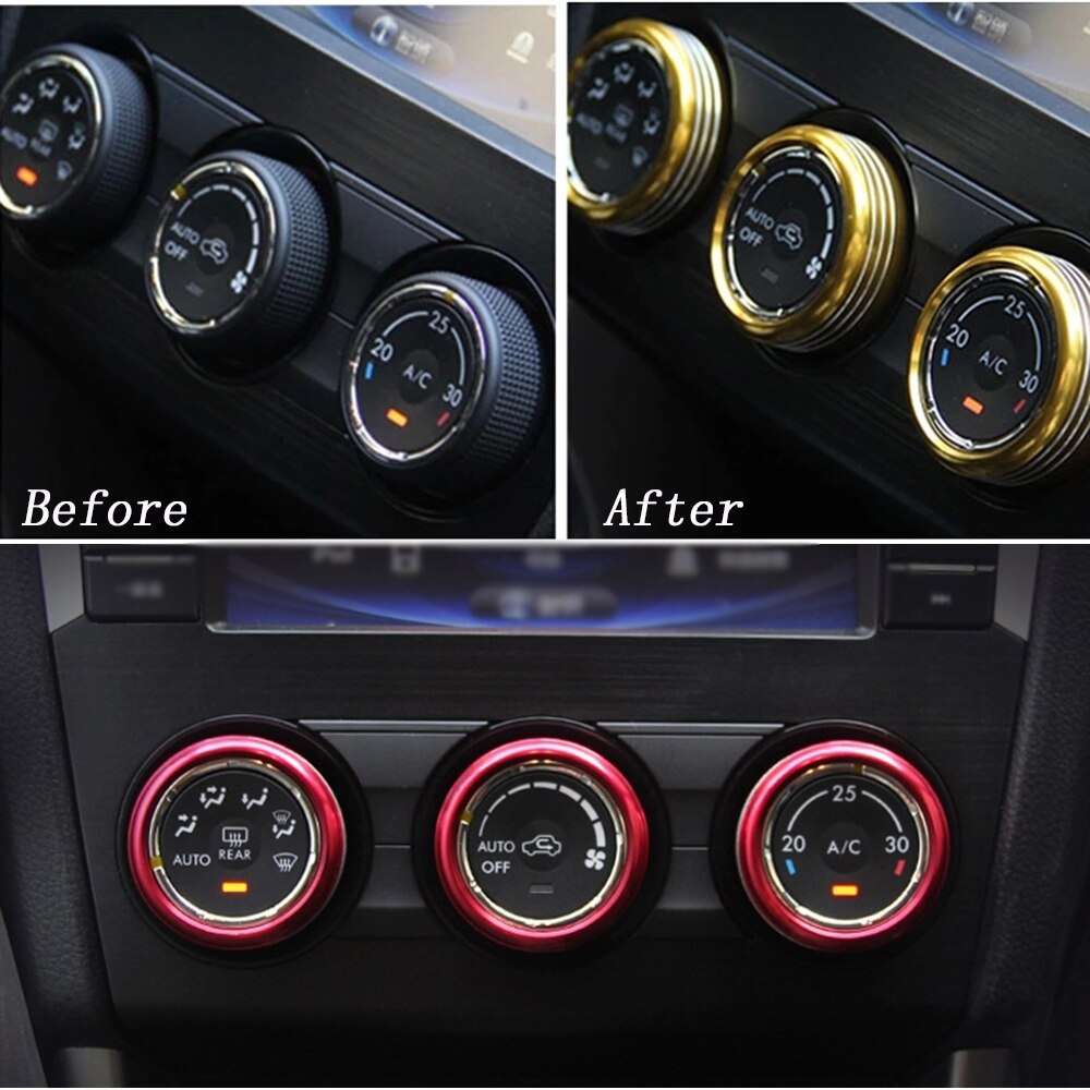 Auto Airconditioning Warmte Controle Switch Knop Decoratieve Ring Cover Voor Subaru Xv Forester Auto Ac Trim knop Onderdelen