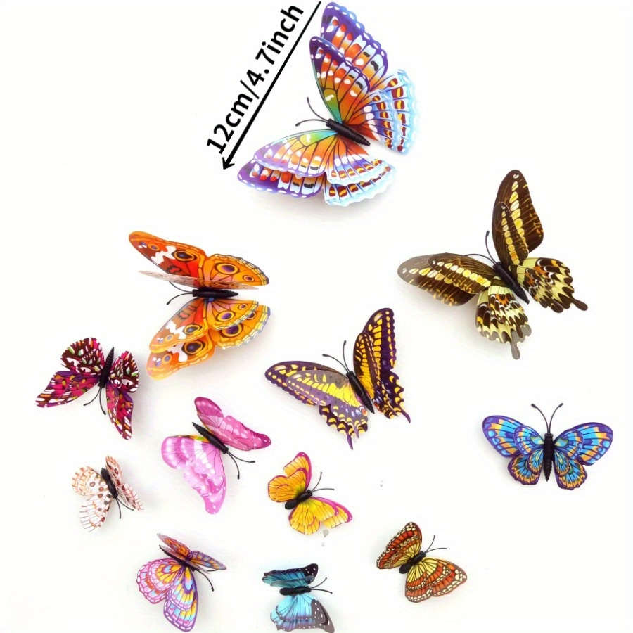 12 Uds. Imanes luminosos para nevera, de mariposa 3D, pegatinas artísticas, decoración magnética para el hogar, decoración de pared DIY, lo más