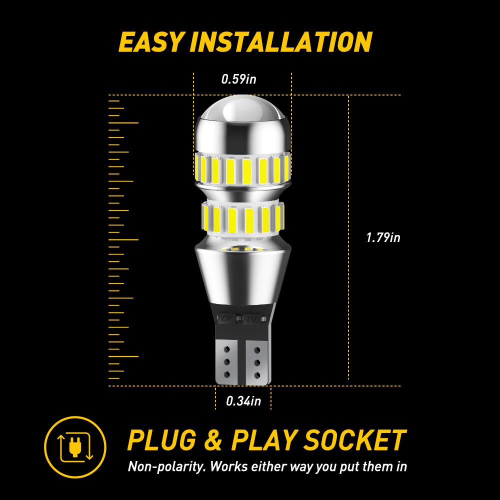 Auxito 2Pcs 2000LM T15 Led Lamp Licht W16W Led Canbus Geen Fout 4014 42-SMD 912 921 Lamp Auto Backup reverse Light Auto Lamp 6000K