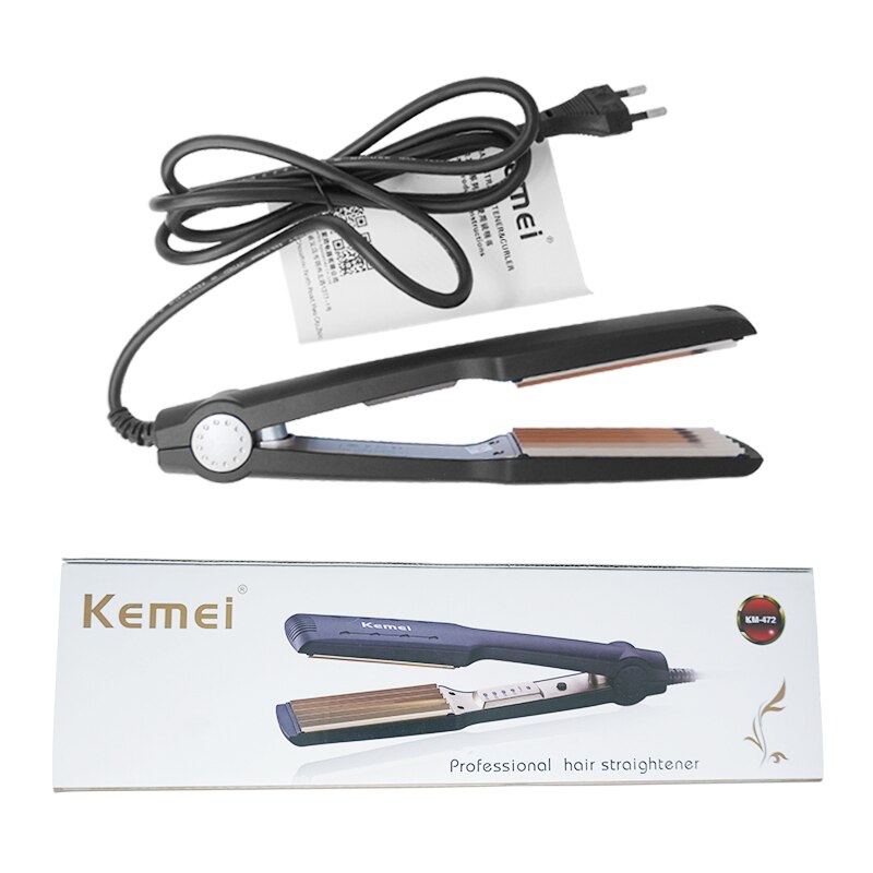 Kemei-Rizador de pelo de turmalina, cerámica, maíz, plancha rizadora en , Control Digital de temperatura, herramientas de peinado DIY, 210-240V: with box