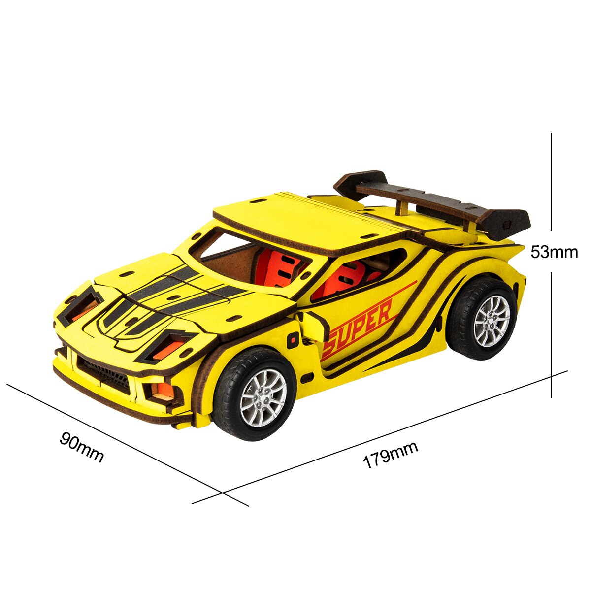 3d Drie-Dimensionale Puzzel Houten Auto Inertiële Pull Back Auto Model Handgemaakte Glijden Speelgoed Auto: Sports car