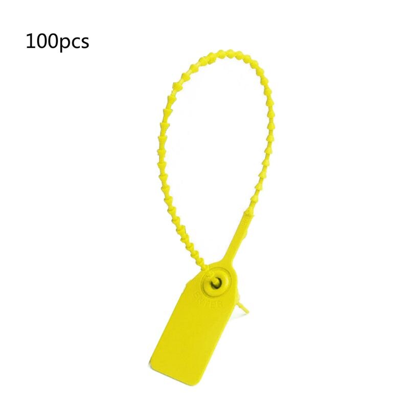 100Pcs Disposable Plastic Pull-Tite Security Seals Signage Numbered Self Locks: Yellow