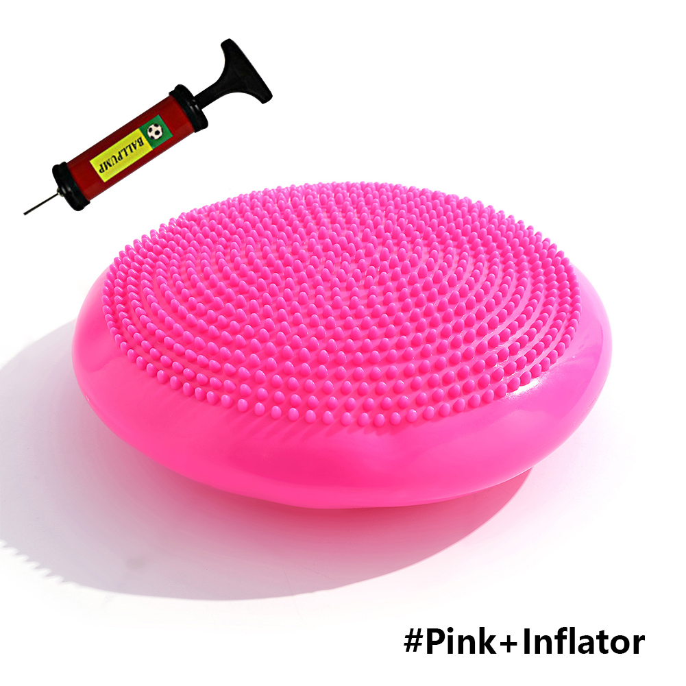Bolas de Yoga inflables duraderas, almohadilla de masaje para deportes, gimnasio, Fitness, disco de equilibrio, esterilla de cojín de equilibrio de estabilidad: Rosa