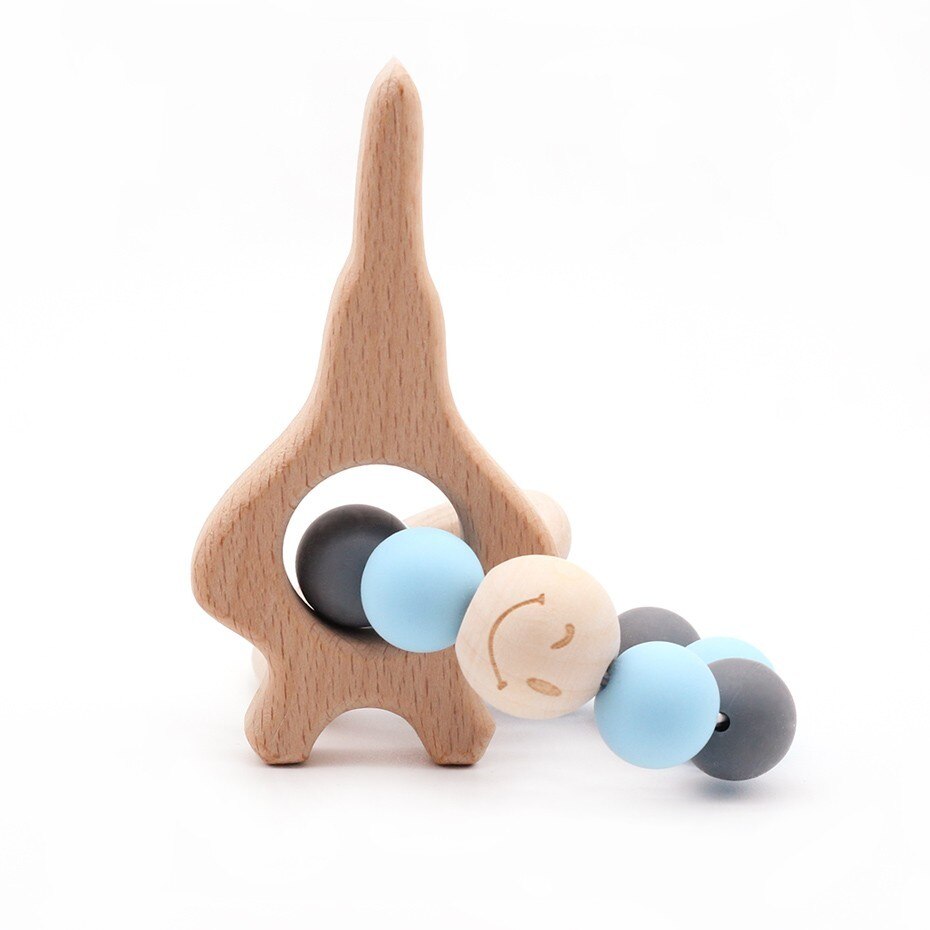 bambino di Cura Braccialetto di Legno Massaggiagengive Perline in silicone Dentizione Braccialetti di Cura di Legno di Legno Sconcerta Passeggino Giocattoli Del bambino Teether Giocattoli Regalo: 04