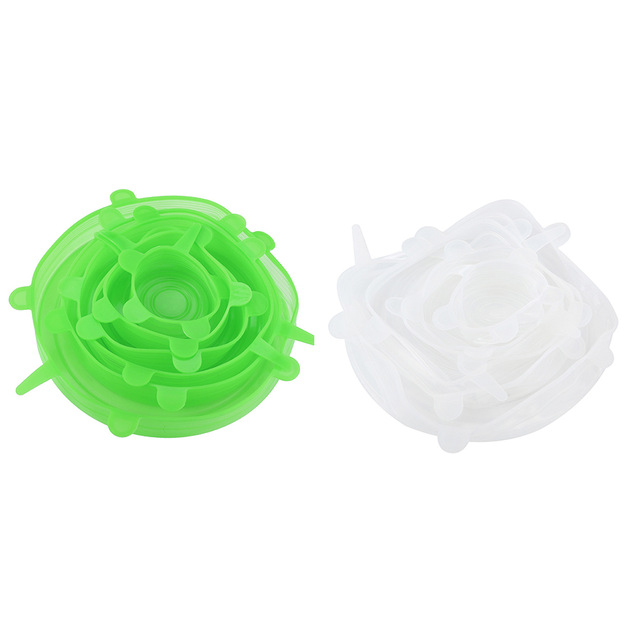 Funda de silicona para PC, tapas elásticas reutilizables para envolver comida hermética, mantener el bol sellado fresco, utensilios de cocina, 12 Uds.: 6 Green 6 White