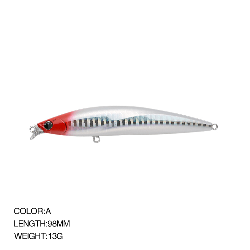 Top leurre de pêche gamme peu profonde vairon flottant 98mm 13g longue coulée bar Jerkbait eau salée grand appât dur Wobbler: WHITE