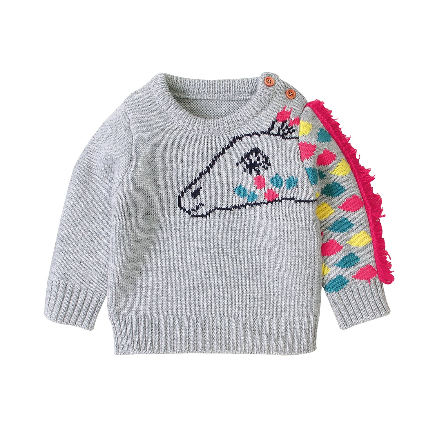 Bébé enfants couleur bloc Animal girafe motif pull T-shirt taille 1-5Y enfants garçons à manches longues pull hauts: Gris / 24M