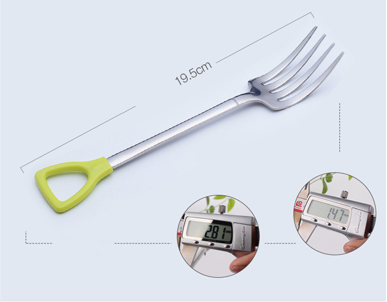 Long Handle Tea Spoons for Kids Stainless Steel Spoon Fork Shovel Shape Coffee Ice Cream Soup Dessert Honey Spoon: Big Fork