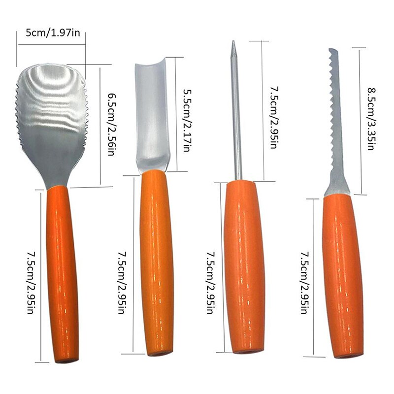 4 Stuk Keuken Tool Set Rvs Pompoen Carving Tool Set Modieuze Multifunctionele Halloween Tool Set