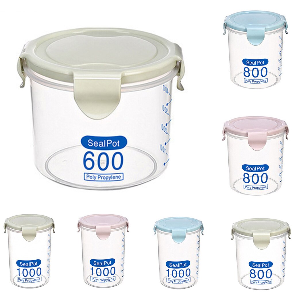 Fenkicyen Buckle PP Sealed Food Container Transparent Cereal Round Storage Jar Holders Kitchen Clear Seasoning Containers