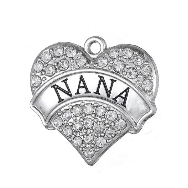 Mein form Großen Herzen Big Sis Nahen Sis Wenig Sis Baby Sis Mom Nana Schwester Kristall Strass Anhänger Charms 5 stücke: Nana