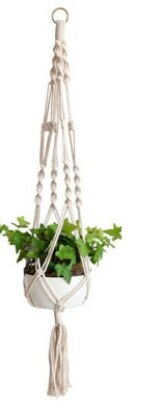 Maceta colgante Vintage de decoración, maceta tipo cesta colgante de yute, macramé para planta, colgador de cuerda trenzada, Cestas colgantes para artesanía: A 85CM