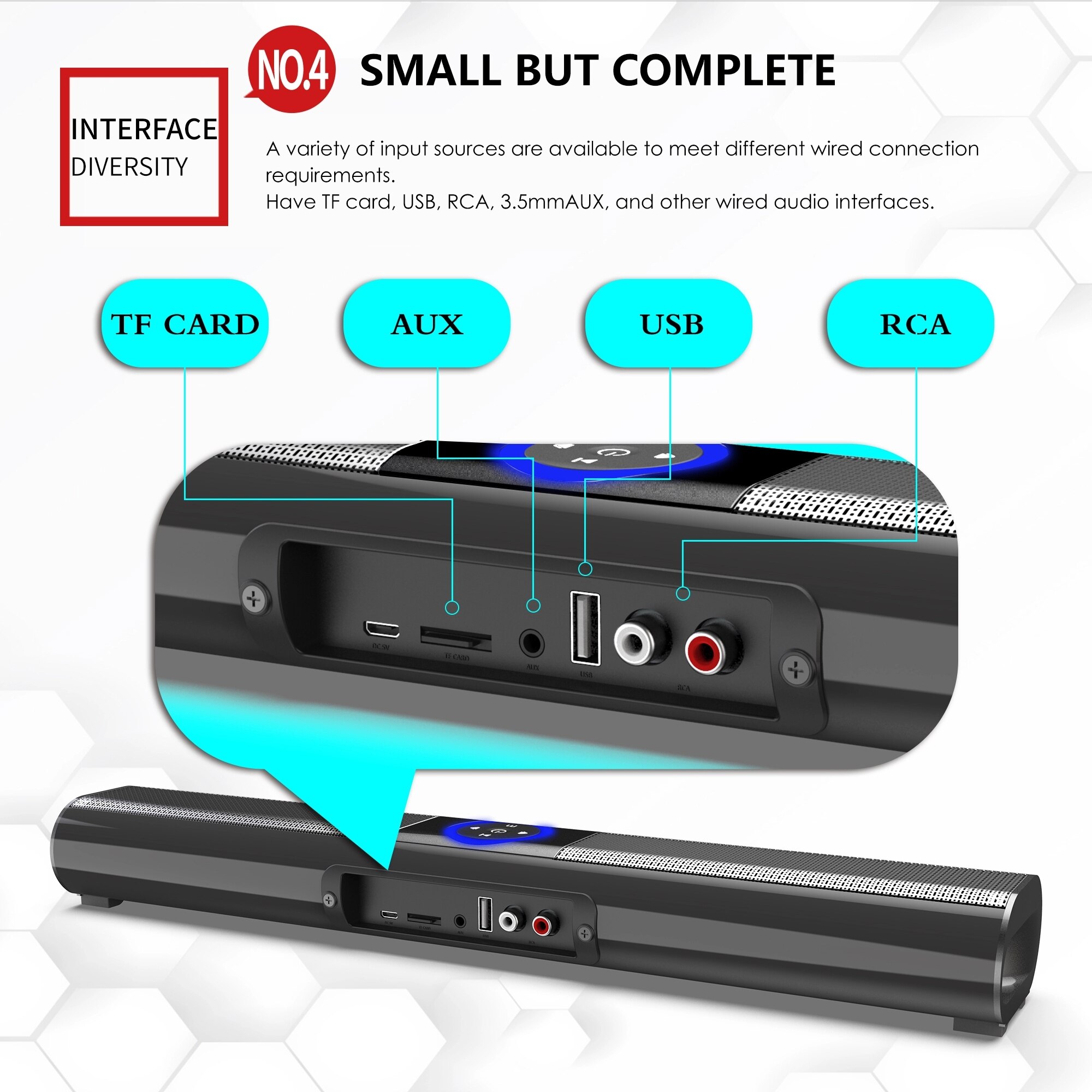 Wall-mounted Wireless Column Home Theater TV Soundbar Portable Bluetooth Speaker For Computer Speakers Subwoofer Music Center