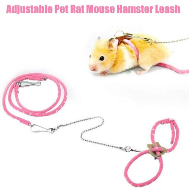 Hamster Harnais corde animal Hamster harnais belle réglable animal Rat souris Hamster harnais cord: Rose