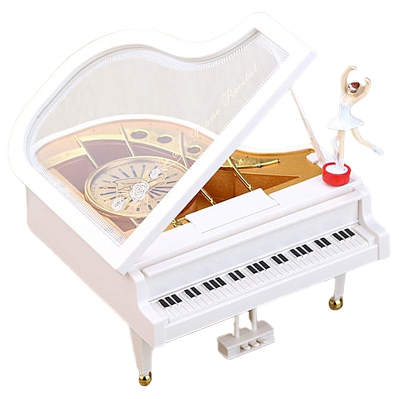 Pianomuziekdoos, mechanische klassieke vleugelpiano, muziekdoos, balletmeisje dat danst op een opwindbare piano, speelgoeduurwerk