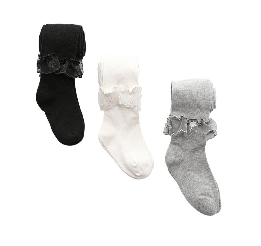 Meisjes kanten panty's koreaanse versie van boneless dunne verticale witte dansleggings baby prinsessenrok leggings