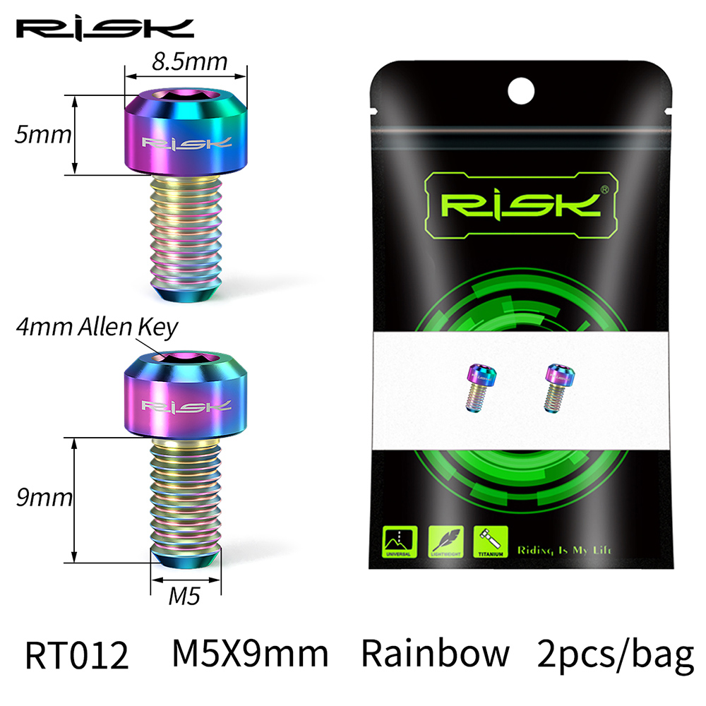 Risk 2 st  m5 x 9 mm cyklar fram bakväxel tråd innerlinje fix pressbult titanlegering mtb mountainbike kabel linje bult: Regnbåge
