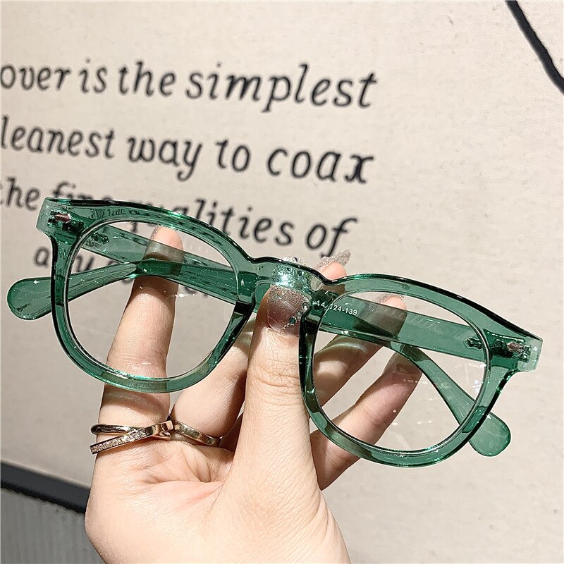 Men Anti Blue Light Glasses Frame Women Retro Eyeglasses Frames Ladies Candy Color Optical Spectacle Green Frame: green
