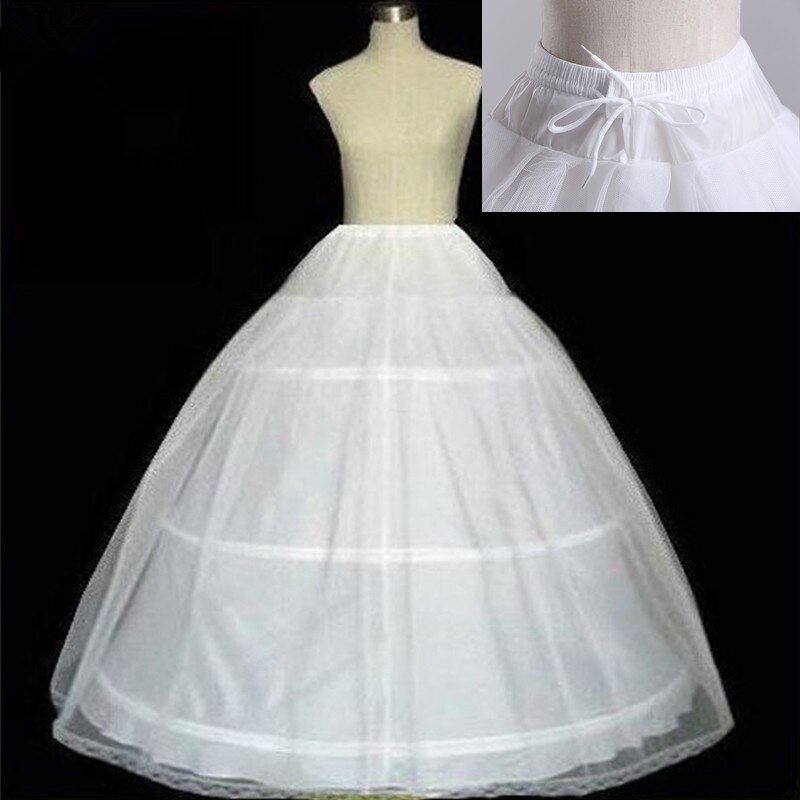 4 Hoops 5 Layers Ball Gown Petticoats Black Petticoat Crinoline Underskirt Big Ruffle Wedding Accessories Tulle Underskirts: 3 Hoops White