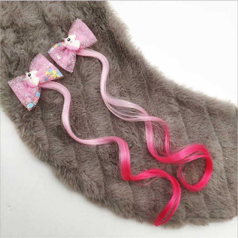 2 stuks kinderpruik haarspeldjes eenhoorn pailletten garen strik meisjes vlechten haarelastiek gedraaid schattige kinder haarspelden accessoires