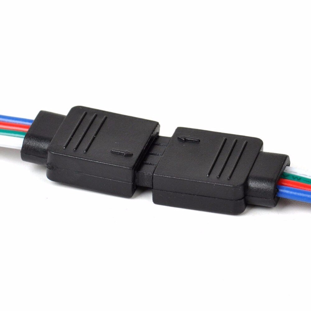 5050 RGB 4 Pin LED Strip Connector, 5pcs 10mm Strip to Power Adaptor Snap Down 4 Pin Connector for 5050 RGB Flexibl ST253