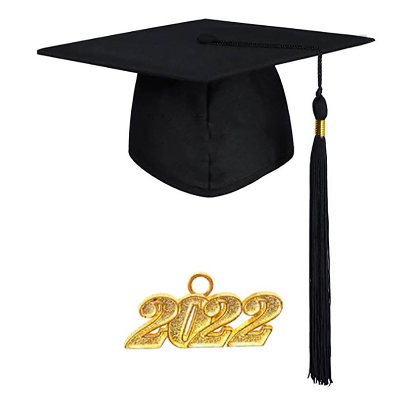 2022 Adult Bachelor Graduation Cap Unisex Decorative Polyester Adult Graduation Tassel Cap for Bachelor: black