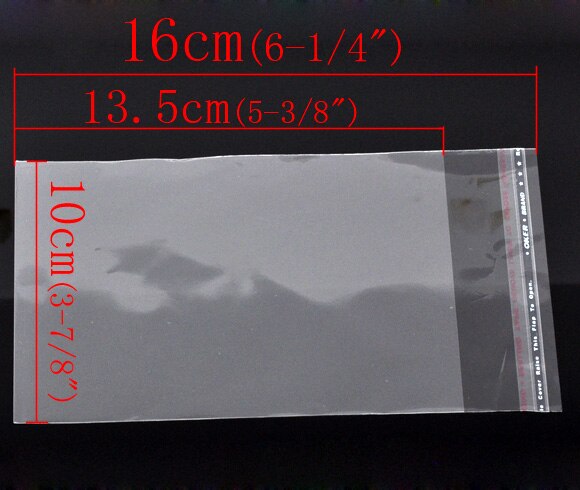 Doorzichtige zelfklevende plastic zakken 16 x 10cm,  verkocht per verpakking  of 30