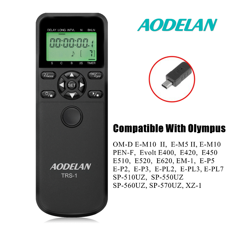 Aodelan TRS-O6 Lcd Timer Afstandsbediening Ontspanknop Voor Olympus OM-D E-M10 Ii, E-M5 Ii, Evolt E400, e410, E420, PEN-F, E-P2, E-P3;