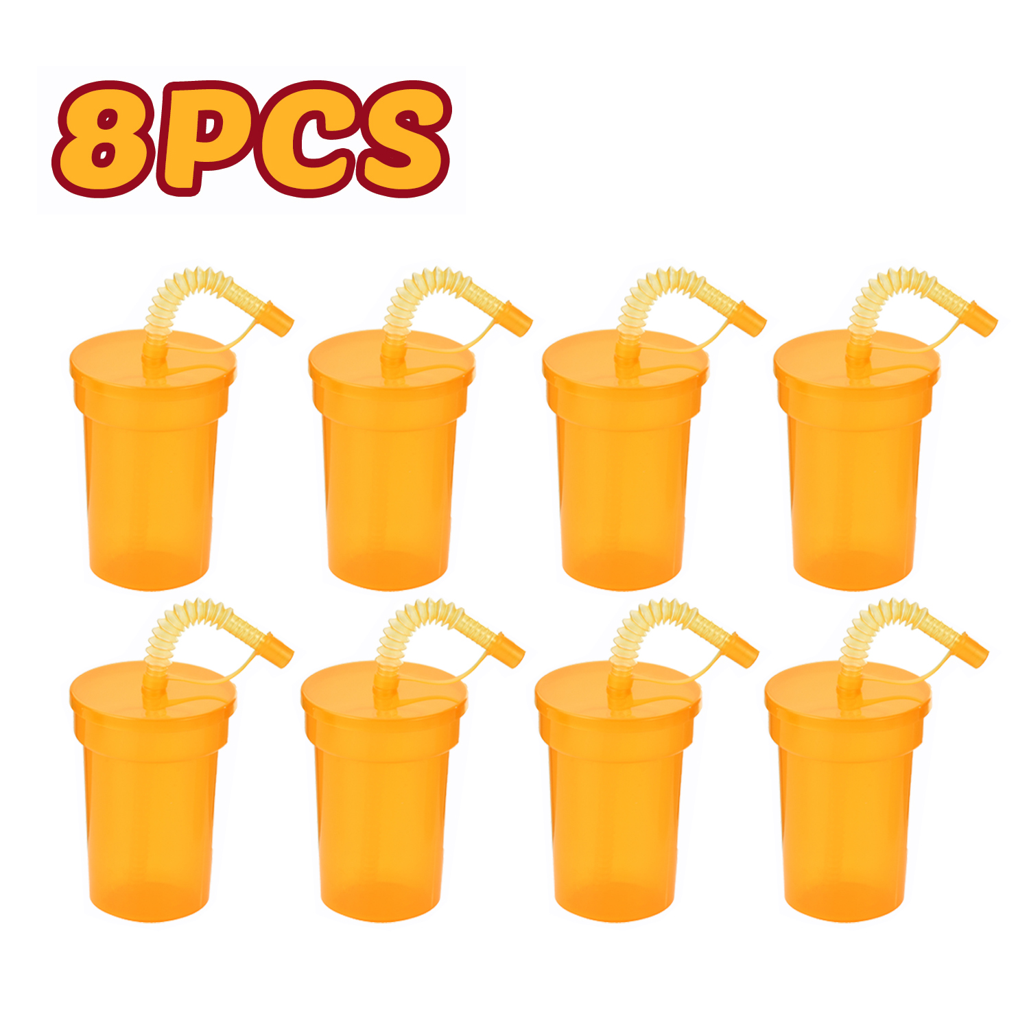 Tazas Sipper de neón: tazas coloridas y a prueba de derrames con tapas y pajitas, ideales para eventos escolares, fiestas temáticas y fiestas de cumpleaños