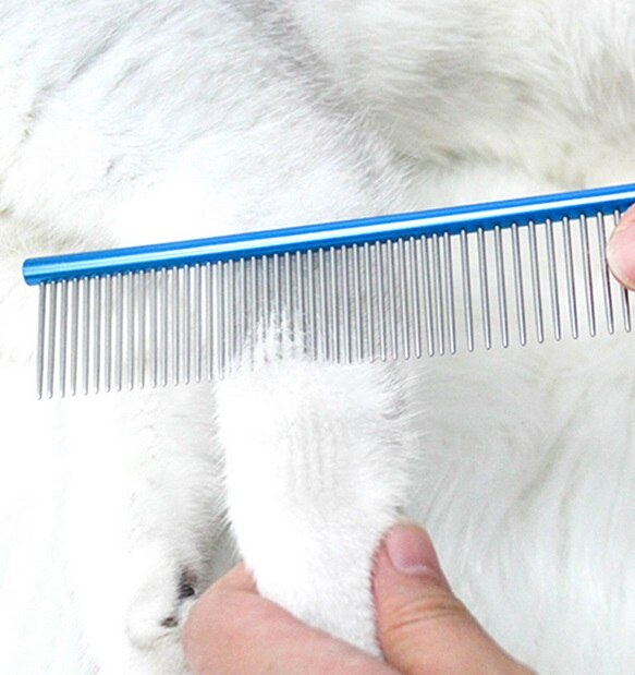 1 Pc Roestvrij Staal Huisdier Kam Met Verschillende Verdeeld Afgeronde Tanden Grooming Verwijder Knopen Professionele Shedding Tool