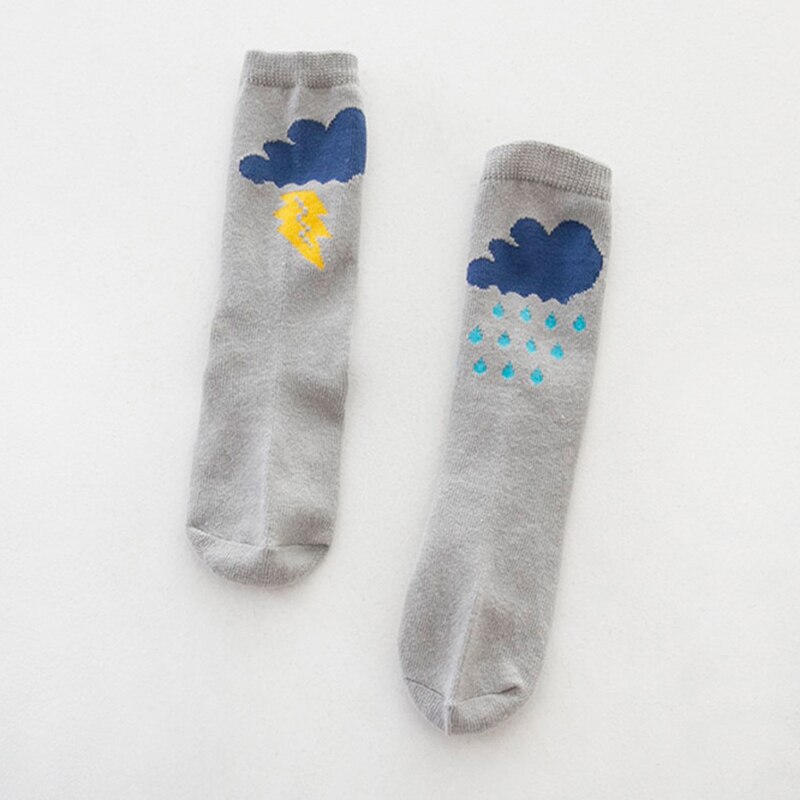 Frühling freundlicher socken Karikatur Wolke regentropfen knie hohe socken kleinkind Baby bein wärmer freundlicher socken herbst bebe calcetines: grau / 2t t o4t