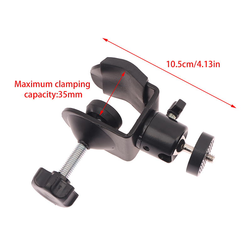 Morsetto in metallo con 360 ° Mini testa a sfera staffa a morsetto a sgancio rapido supporto per treppiede clip a vite 1/4 per fotocamera monitor microfono con luce flash